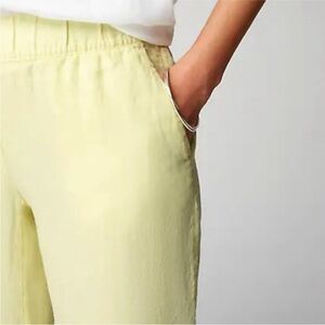 NWT J. Jill Elastic Waist Linen Pants Light Green Verbena Pockets Size Large